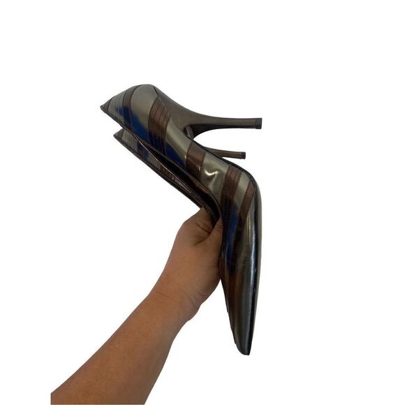 Carlos Bronze Chevron Leather Pumps - Picture 4 of 12